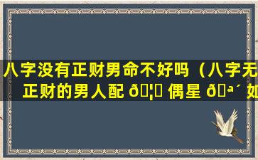 八字没有正财男命不好吗（八字无正财的男人配 🦋 偶星 🪴 如何看）